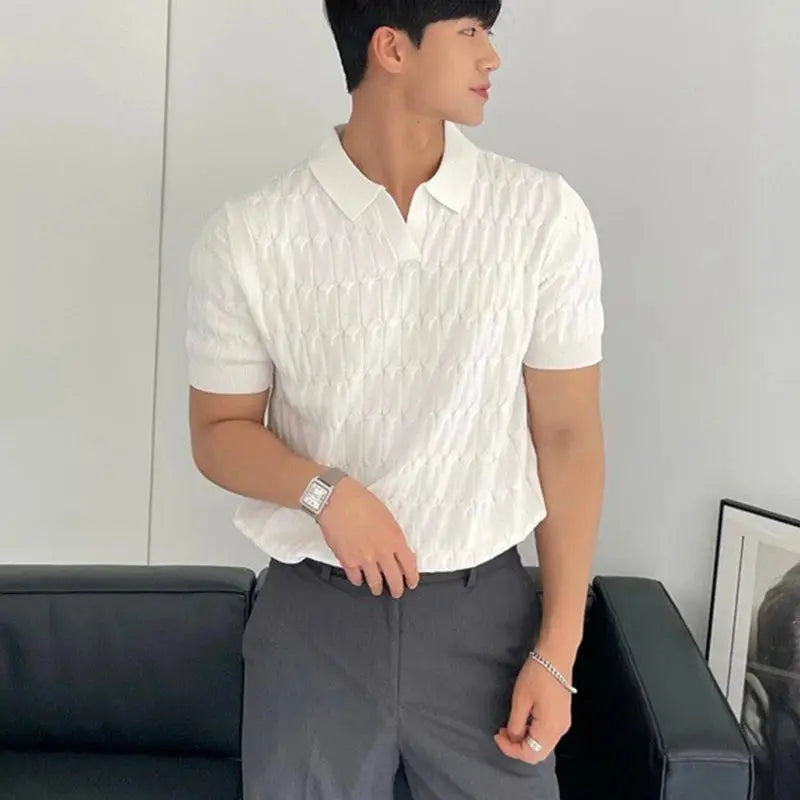 Henrik | Men’s Textured Knit Polo – Refined Casual Essential for Everyday Wear