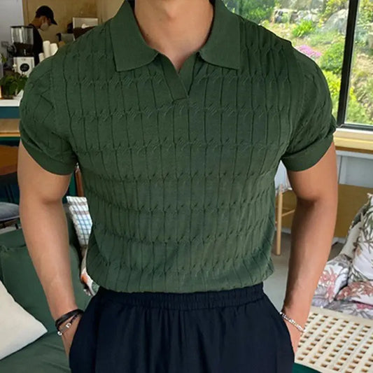 Henrik | Men’s Textured Knit Polo – Refined Casual Essential for Everyday Wear