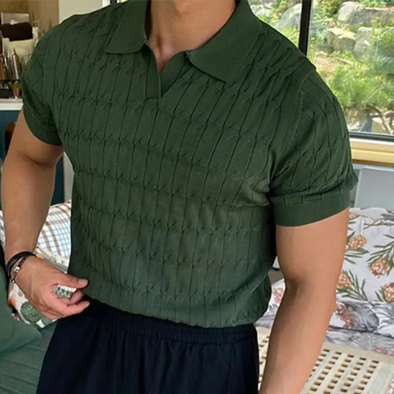 Henrik | Men’s Textured Knit Polo – Refined Casual Essential for Everyday Wear